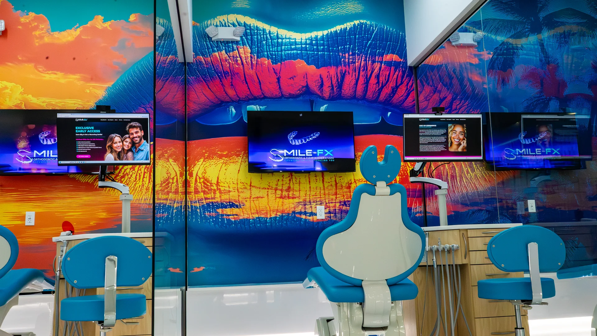 SMILE-FX Treatment Bay with Colorful Murals